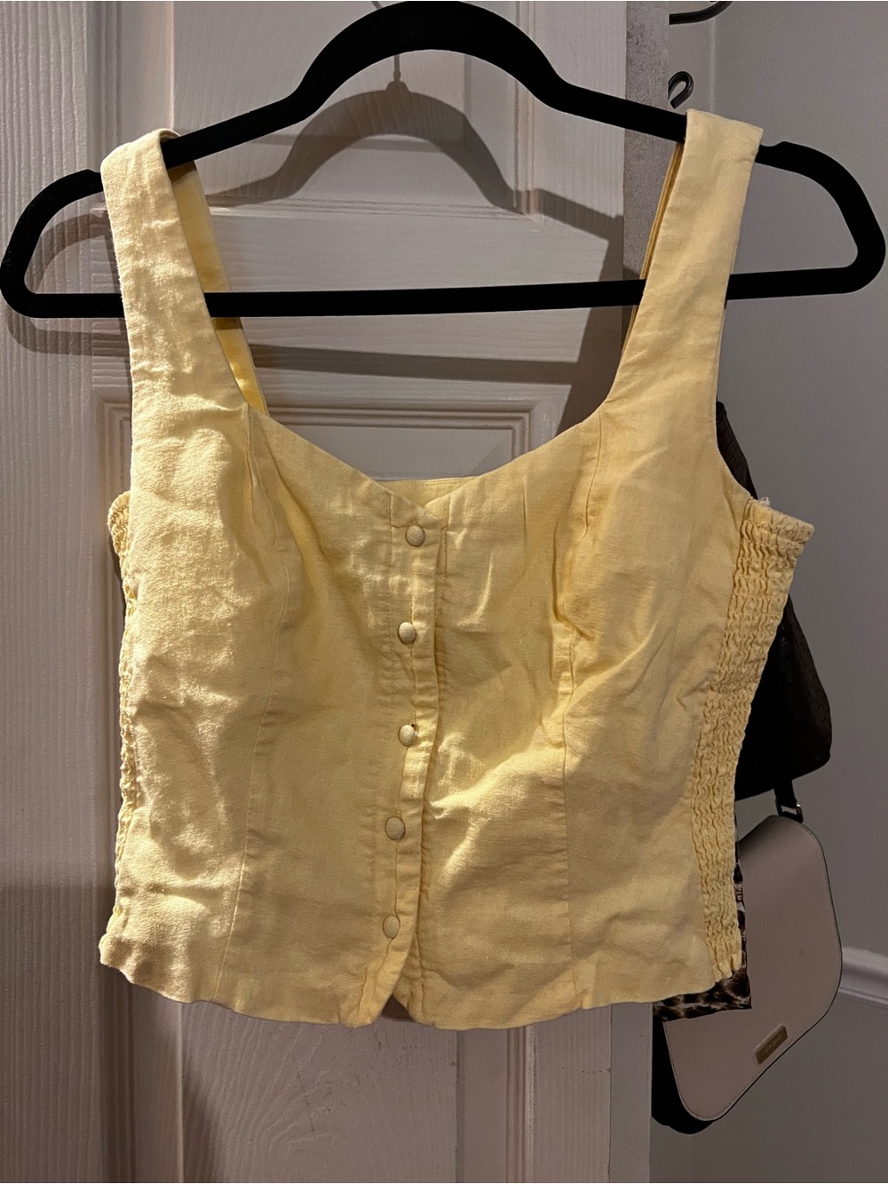 Old Navy Baby Yellow Button-Front Cropped Tank Top